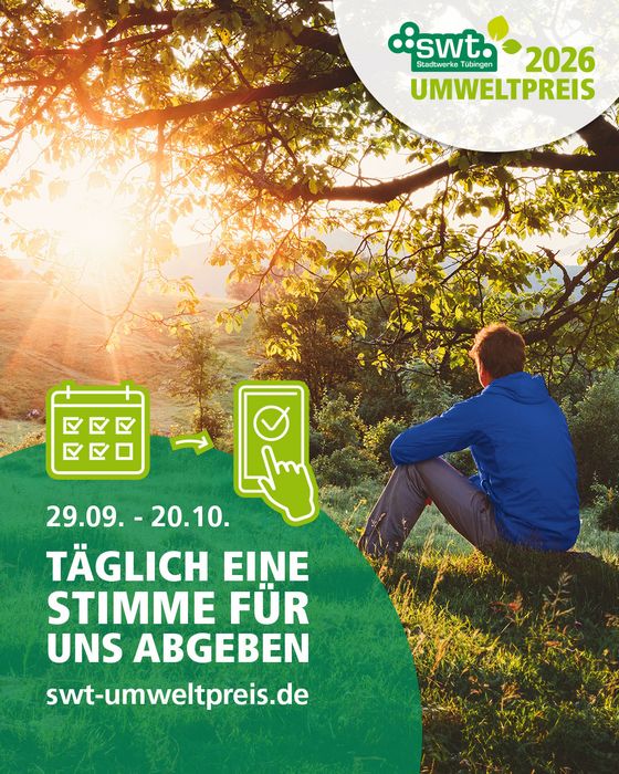 Sharepic des SWT Umweltpreises mit dem Aufruf zur täglichen Abstimmung
